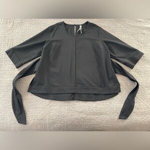 Melissa McCarthy Seven7 Black Top Short Sleeve Tie Back Blouse 2X Cotton Nylon